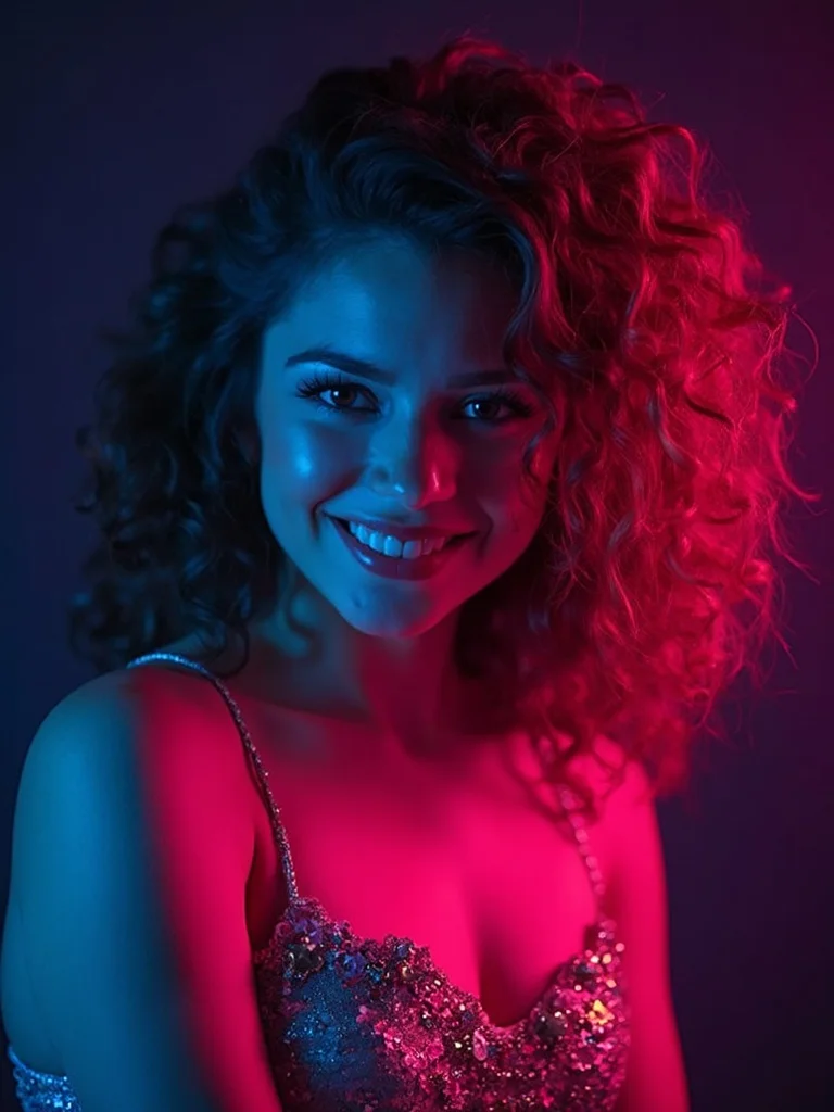 80s aesthetic AI photo - neon studio portrait