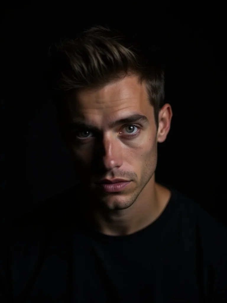 AI actor headshot - dramatic theatrical lighting