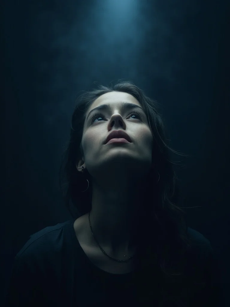 AI album cover - moody indie artist portrait with dark atmospheric background