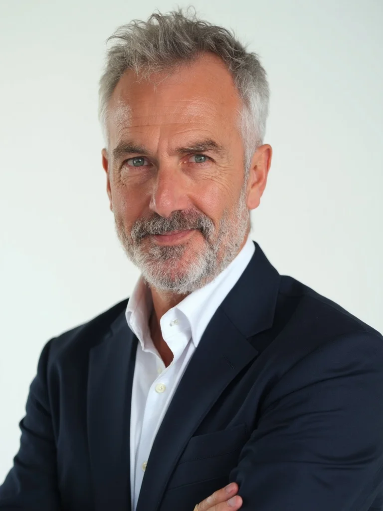 AI author headshot - outdoor golden hour