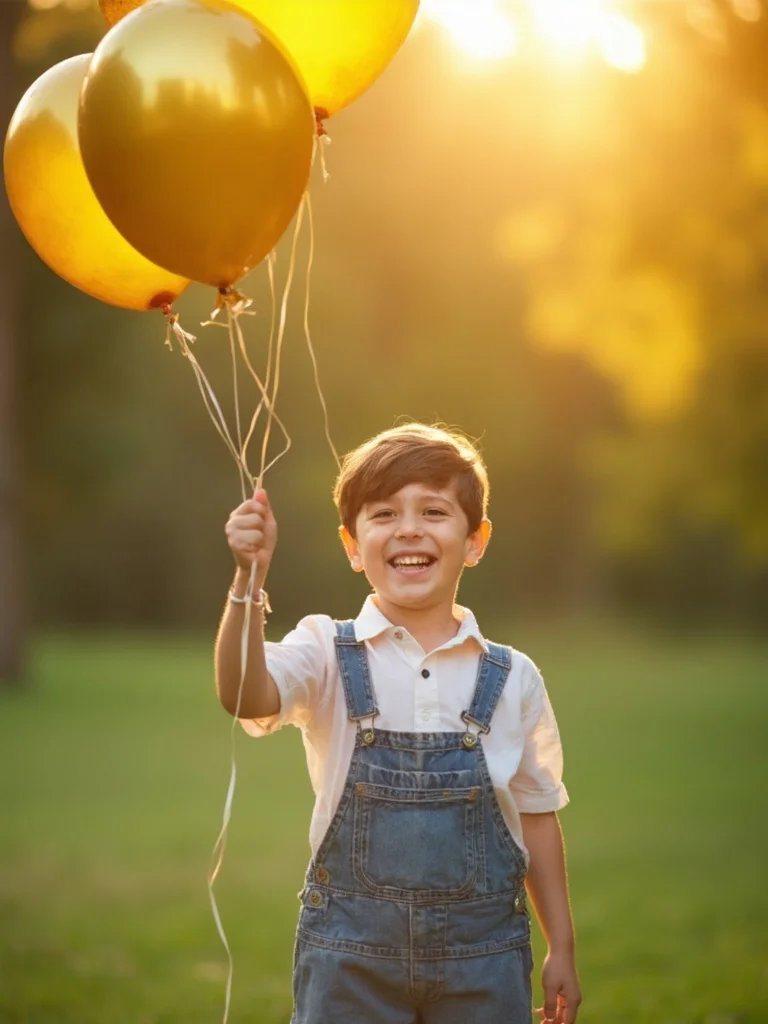 AI birthday photo - man in studio with celebration backdrop