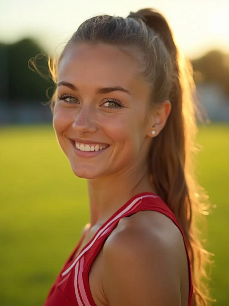 AI cheerleader photo - outdoor natural light squad look