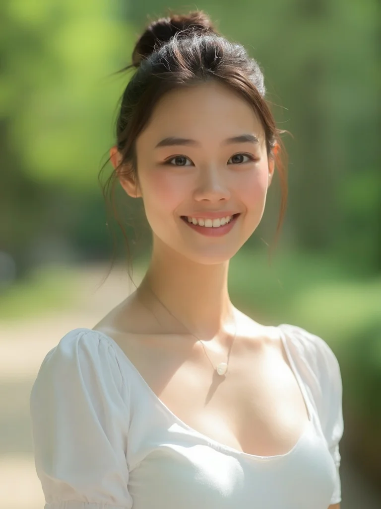 Clean girl makeup AI photo - blurred neutral background