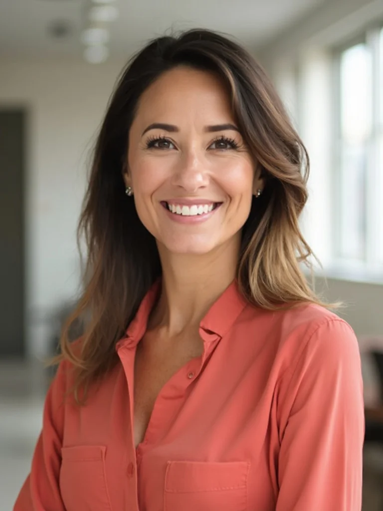 AI corporate headshot - blurred outdoor background