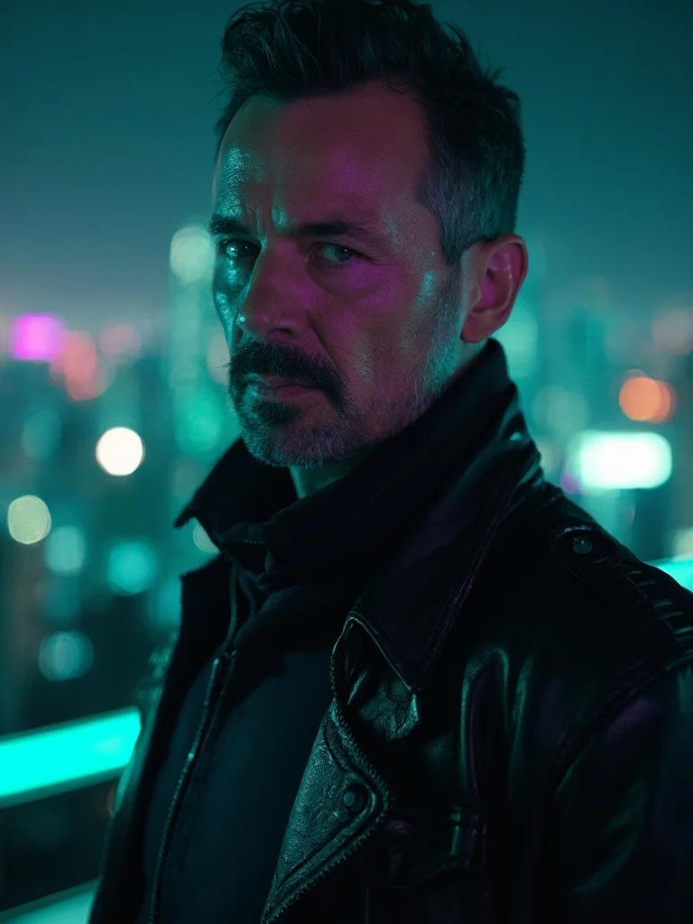 AI cyberpunk aesthetic - dark alley with holographic signage