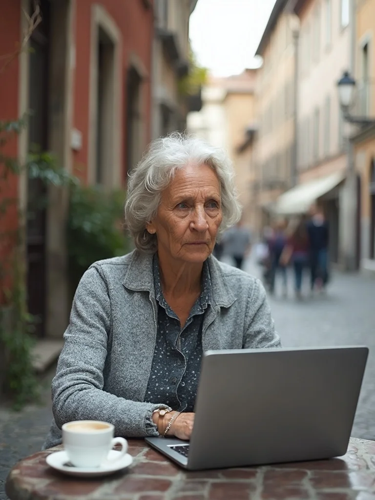 AI remote work photo - woman in modern minimalist co-working space