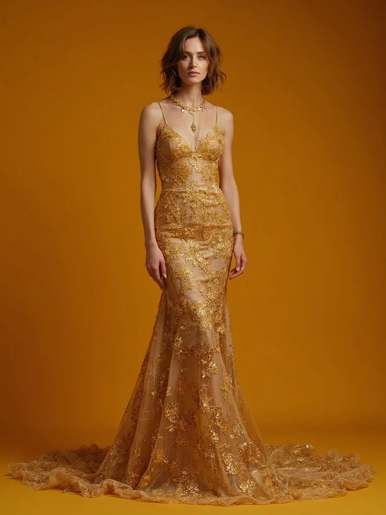 AI generated Met Gala photo - gilded glamour theme