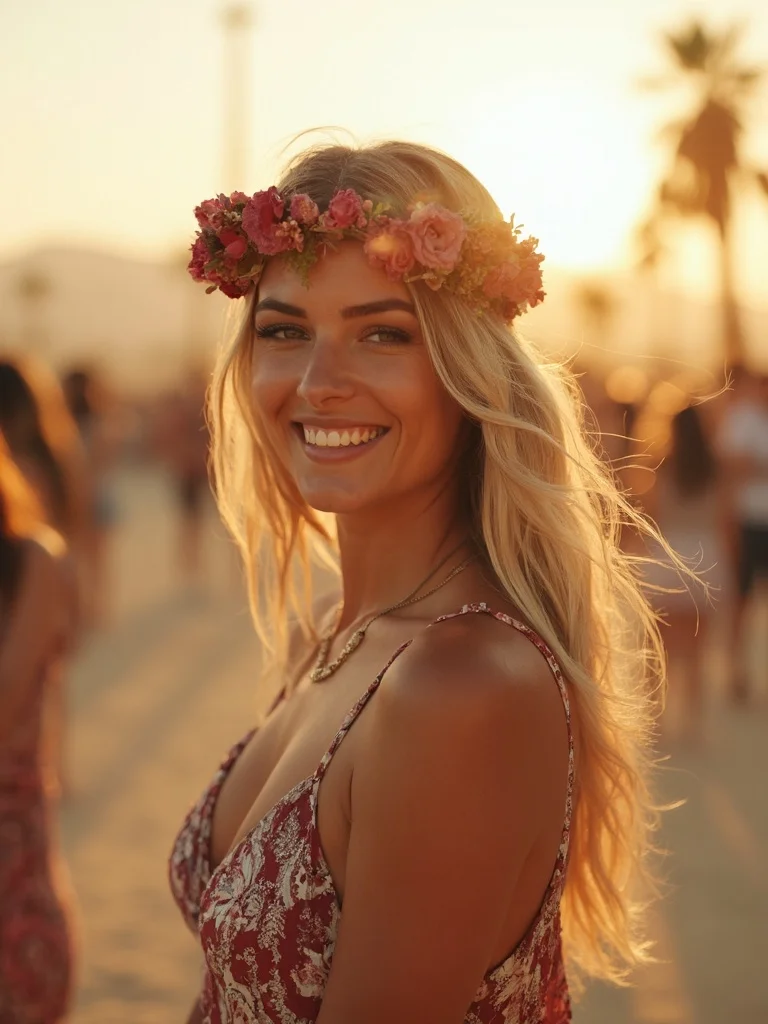 AI Coachella photoshoot - golden hour desert portrait