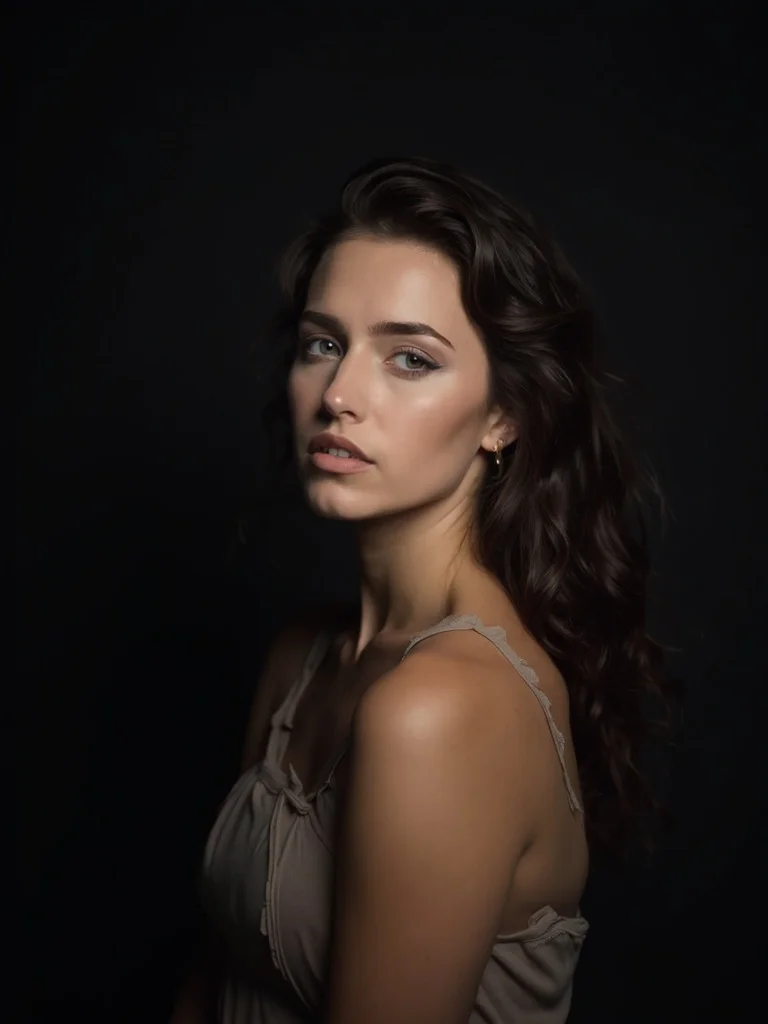 AI glamour photo - dramatic studio lighting portrait