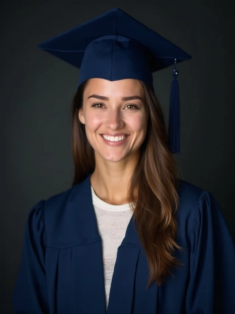 AI graduation photo - cap and gown studio portrait