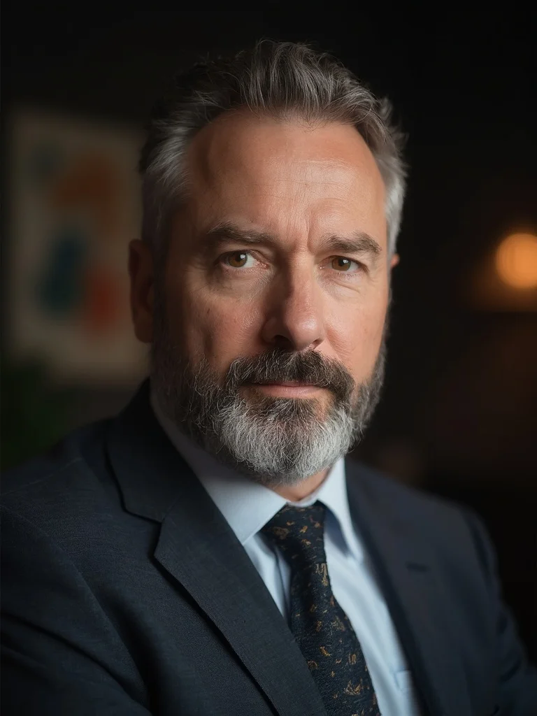 AI LinkedIn headshot - blurred outdoor background