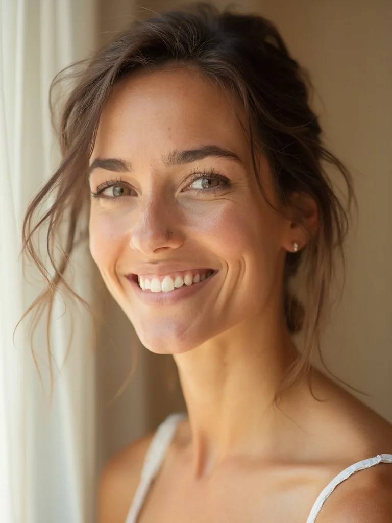 AI makeup photo - soft natural dewy skin look