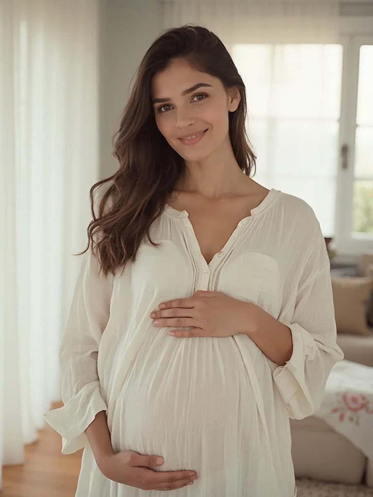 AI maternity photo - elegant dark background dramatic lighting