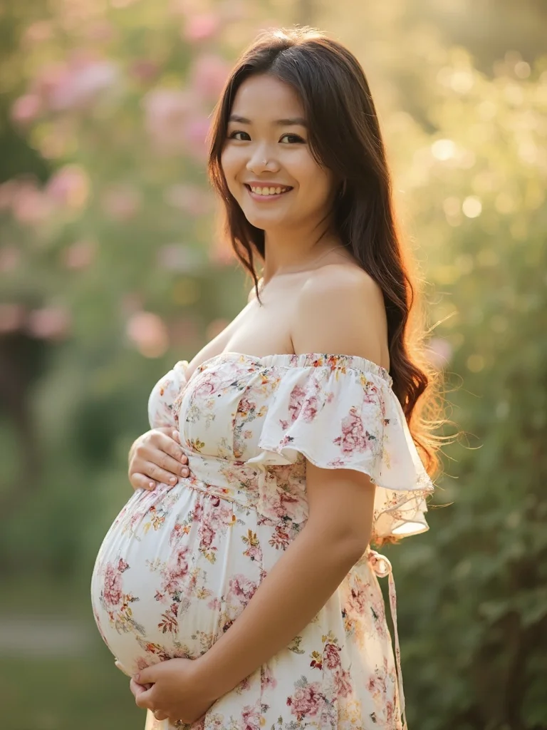 AI maternity photo - clean white studio background
