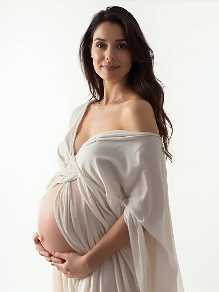 AI maternity photo - boho outdoor portrait