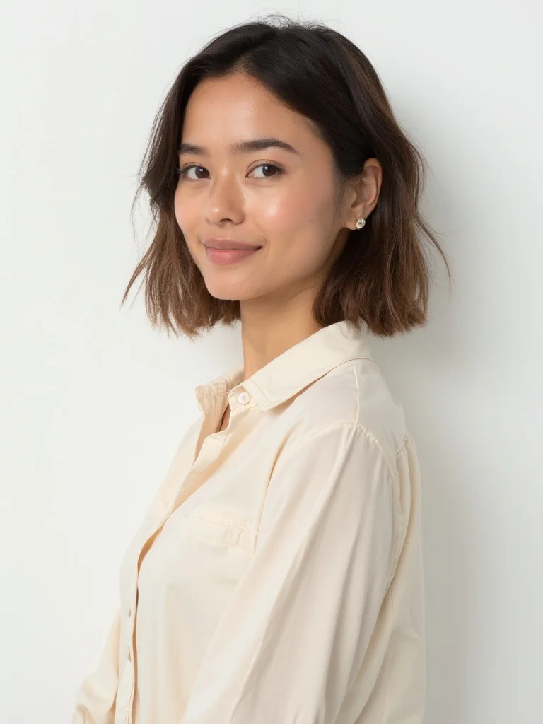 AI modeling headshot - clean white studio background
