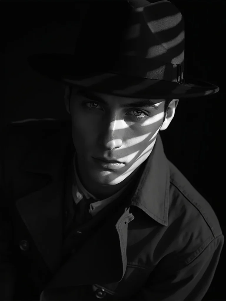 AI noir photo - high contrast black and white