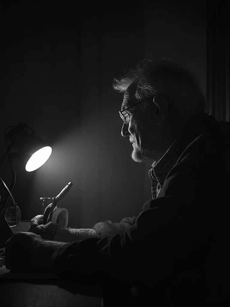 AI noir photo - low-key dramatic black and white portrait
