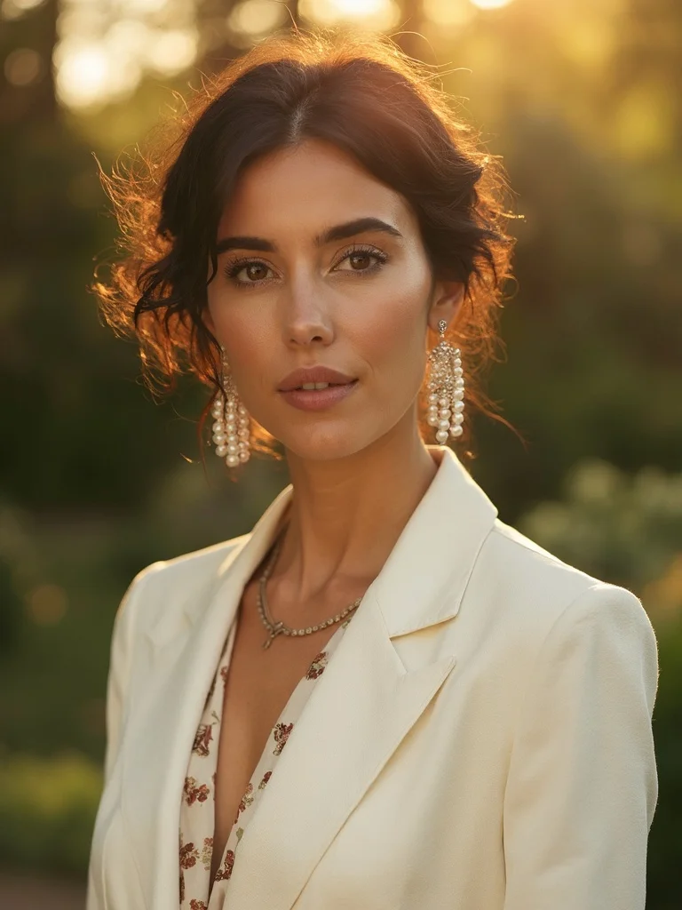 AI old money photoshoot - woman in equestrian setting