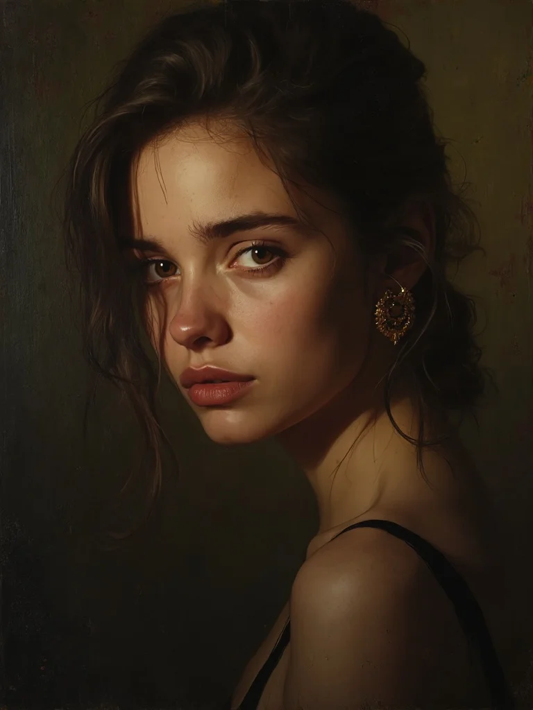 Photo converted to oil painting - woman portrait