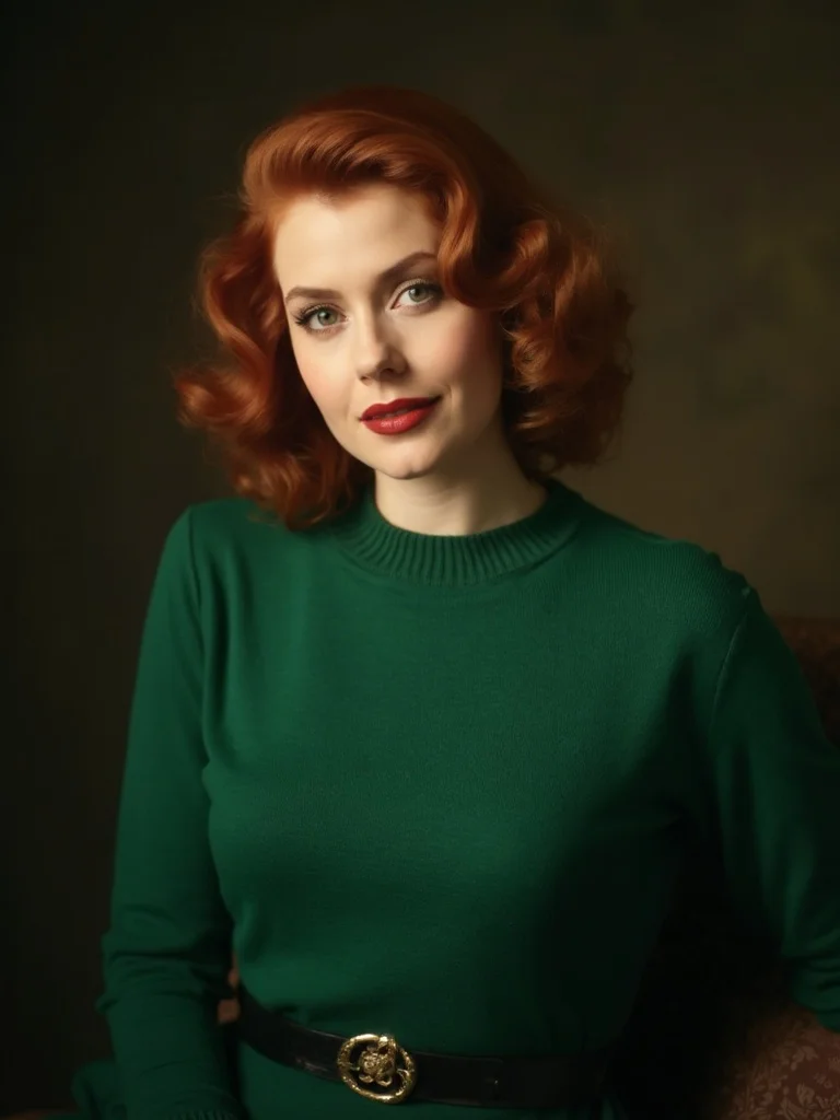 AI pin up model photo - classic 1950s curls and polka dots
