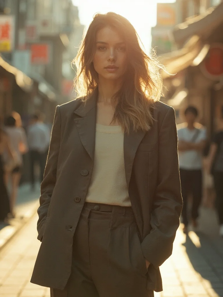 AI street style photography - urban editorial look