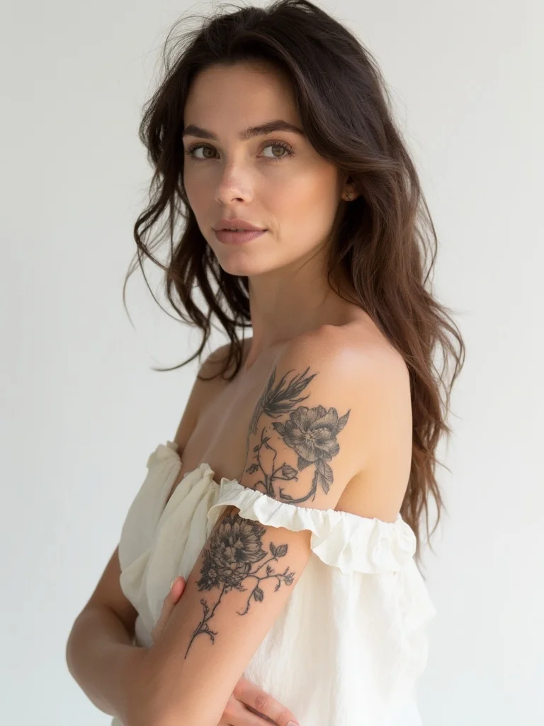 AI tattoo generator from photo - forearm floral design