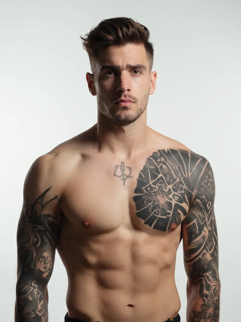 AI tattoo preview - upper arm geometric tattoo on man