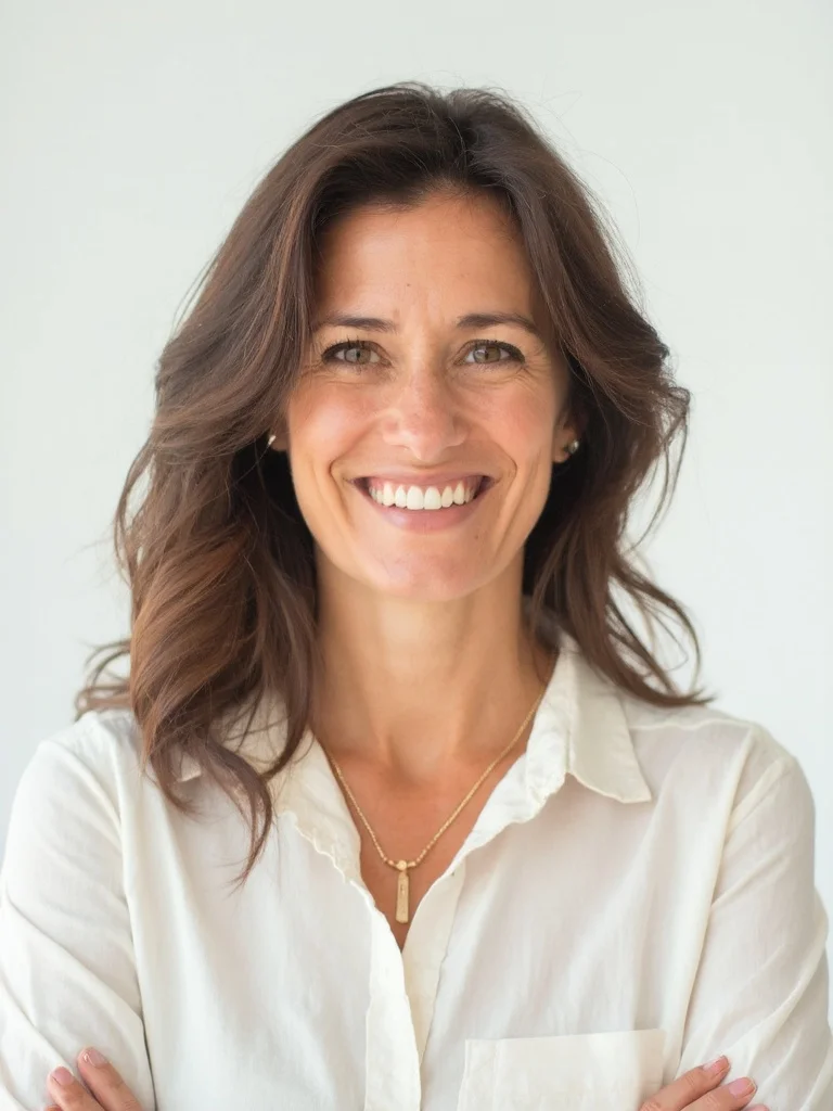 AI teacher headshot - clean white studio background