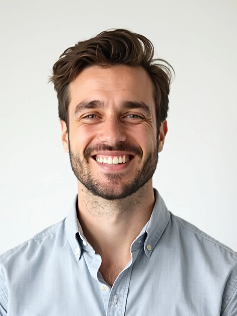AI teacher headshot - warm natural light classroom setting