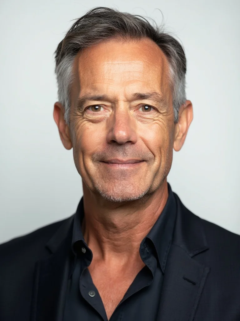 AI therapist headshot - soft window light professional look
