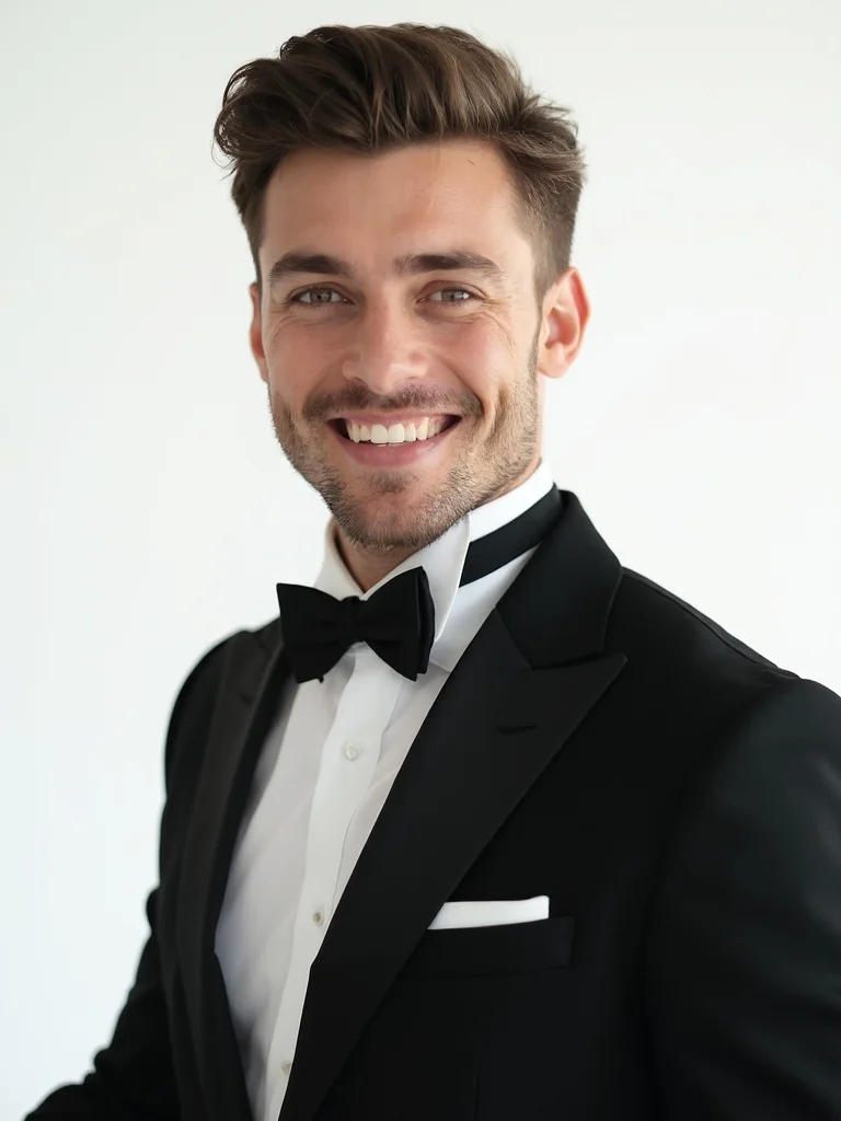 AI wedding photo - groom formal portrait studio