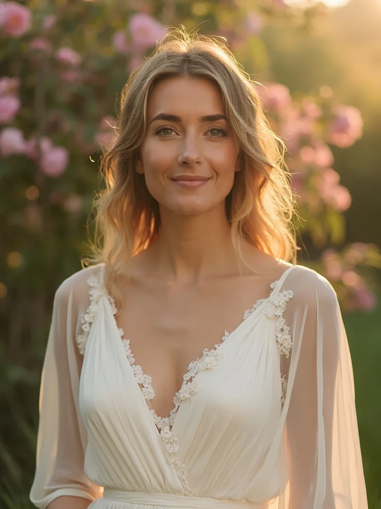 AI wedding photo - outdoor ceremony golden hour