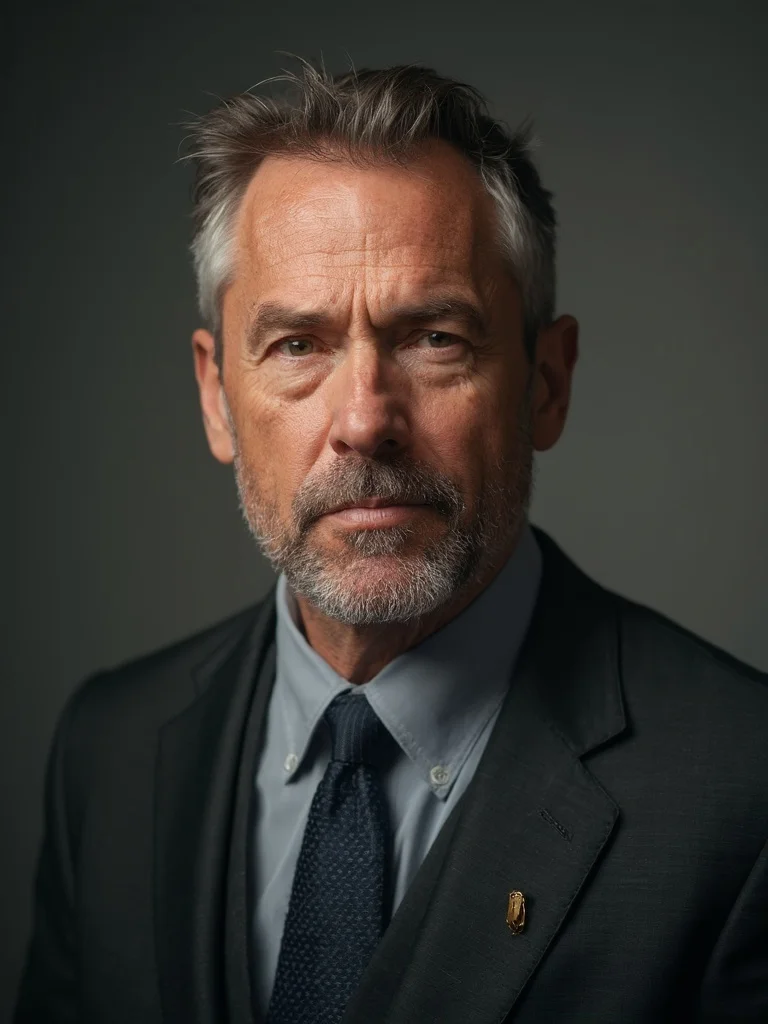 Professional headshots example - dark background, dramatic studio lighting
