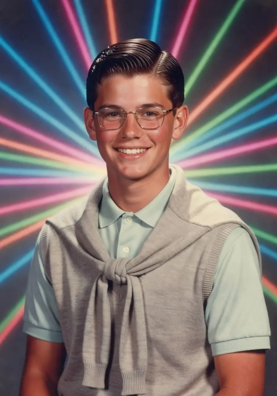 AI yearbook photo - 70s style