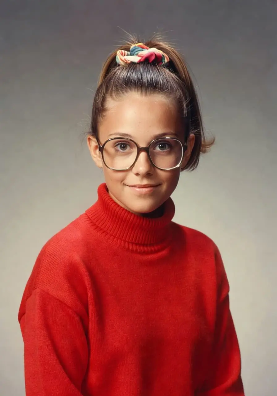 AI yearbook photo - woman 90s